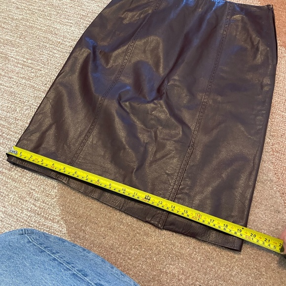 Vintage leather skirt red maroon oxblood pencil mini midi 80s 90s Danier - Picture 10 of 11